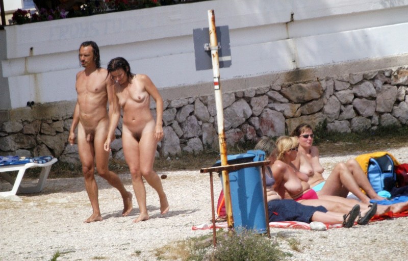 Family nudist shower