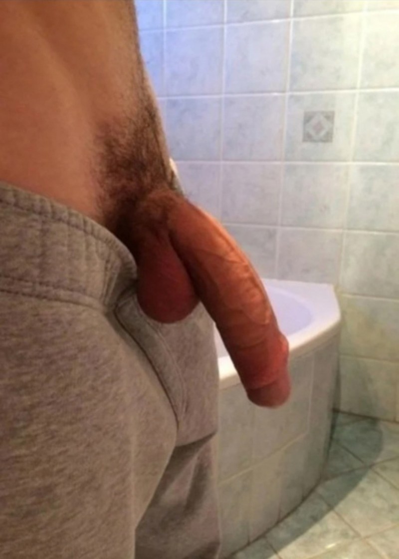 Guy naked dick in the toilet