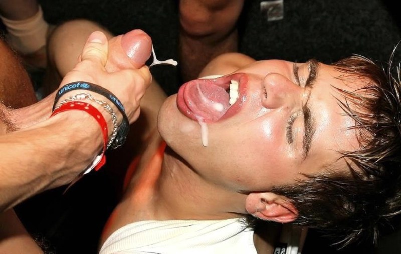 The guy cums in his mouth to the boy