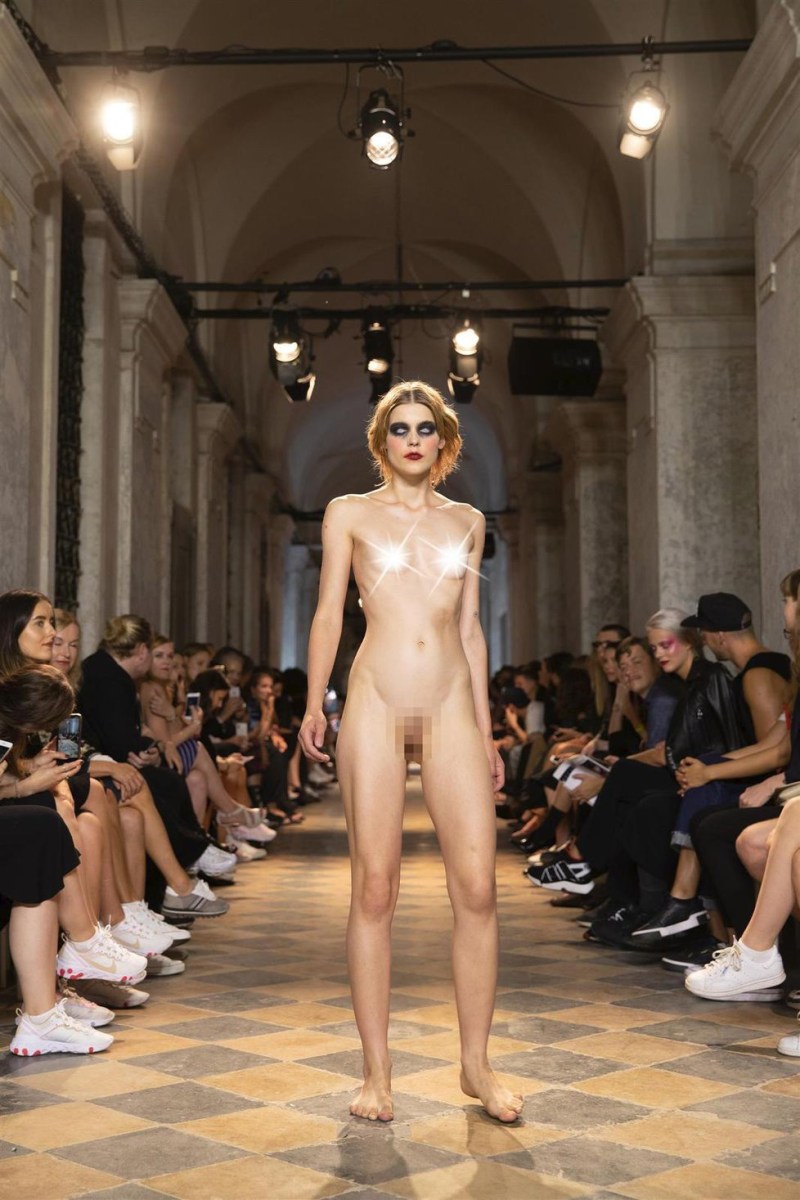 Fashion show of naked women