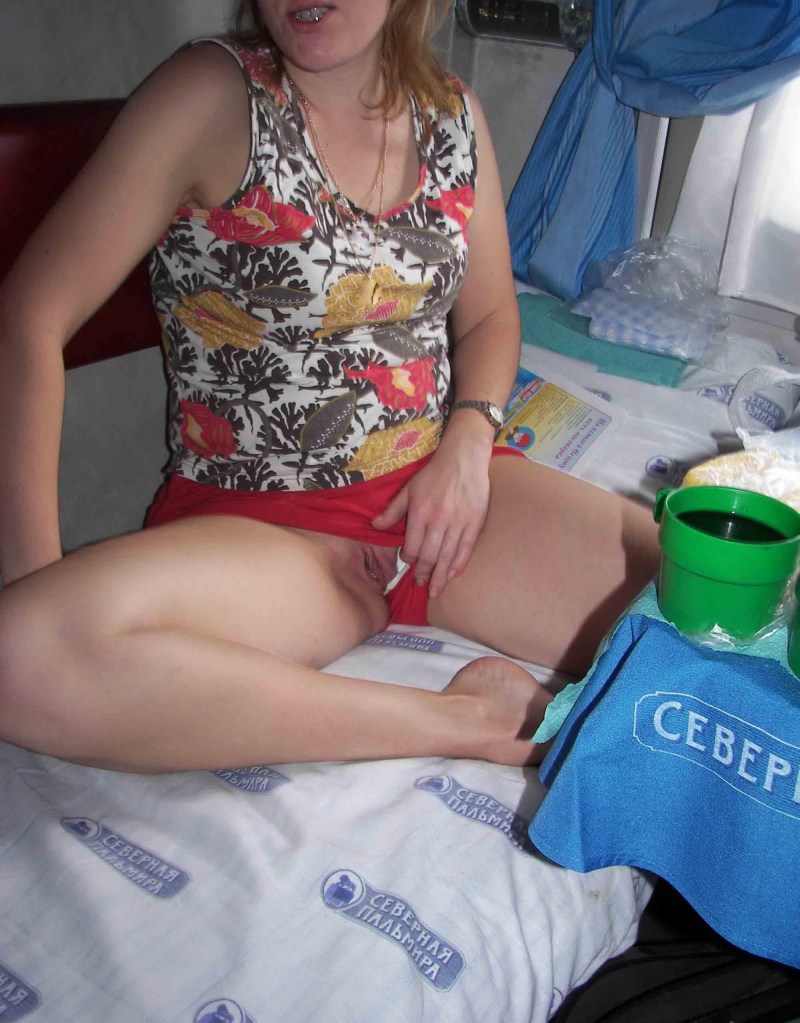 Wife without panties on the train