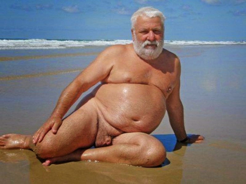 Naked fat men on the beach