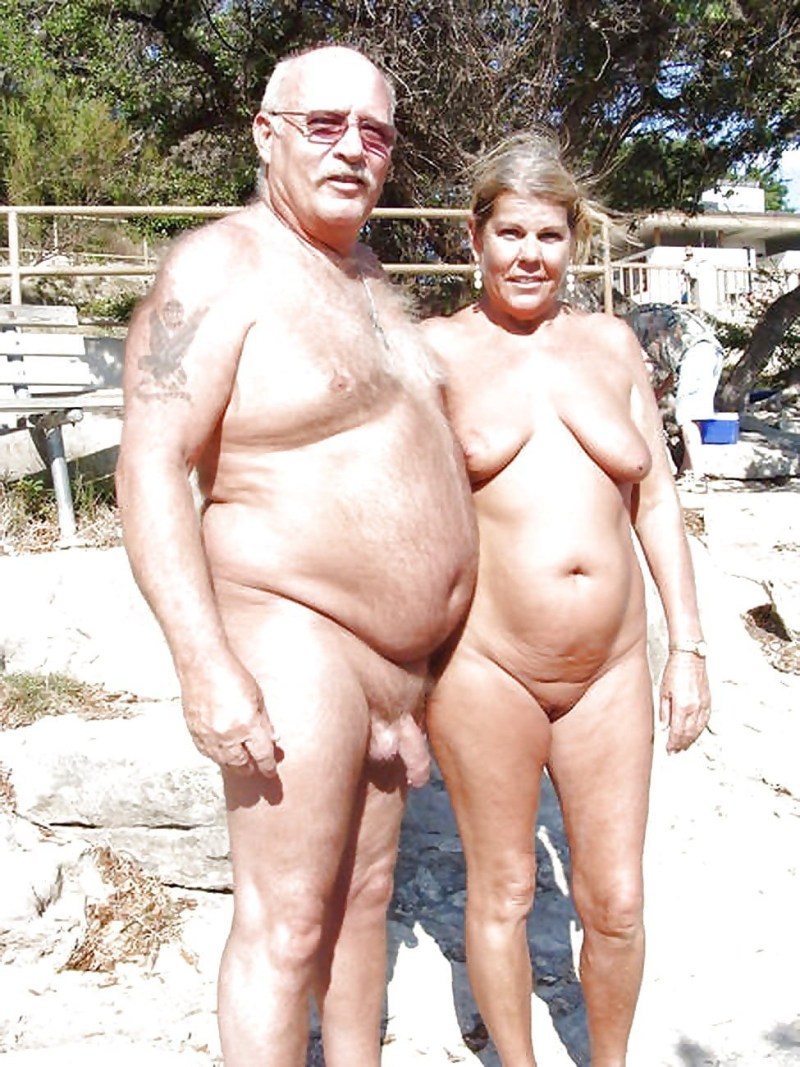 Naked elderly couples on the beach