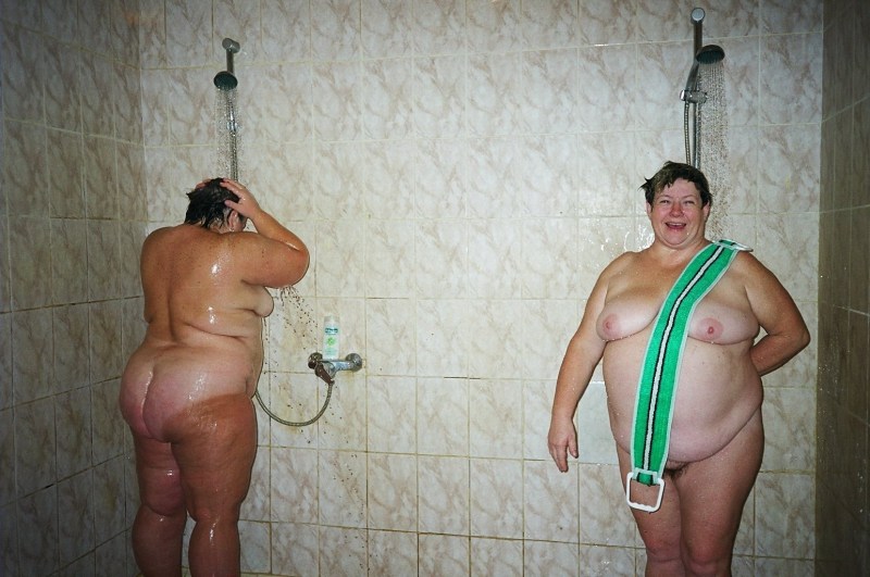 Naked fat women in the bathhouse