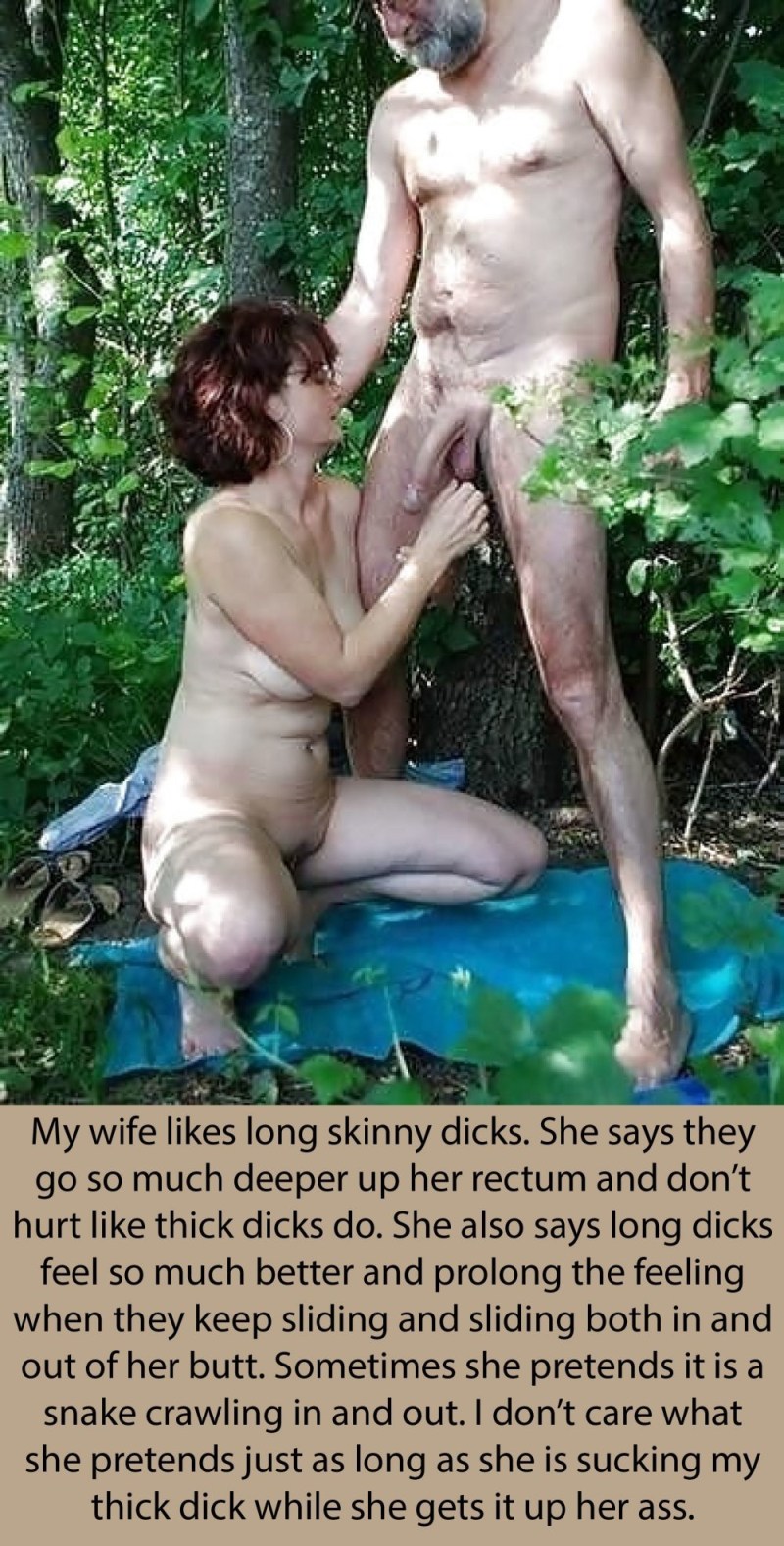 Naked elderly couples in nature
