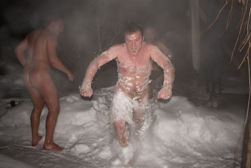 Bathing in the hole after the bath