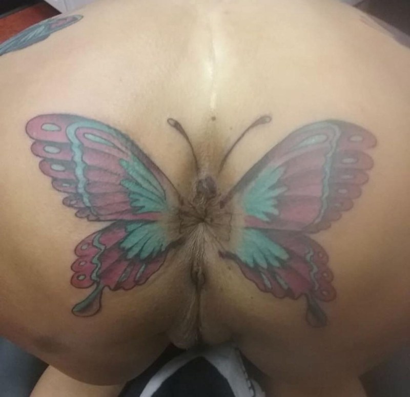 Babochka tattoo on the anus